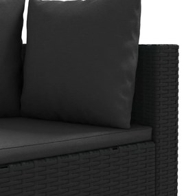 Set divani da giardino 3 pz con cuscini in polyrattan nero