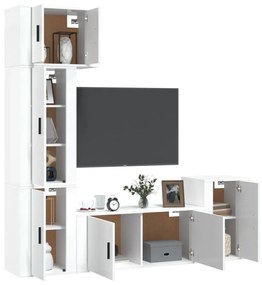 Set di mobili porta tv 5 pz bianco lucido in legno multistrato