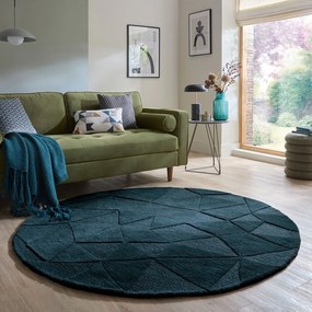 Tappeto rotondo color foglia di tè in lana tessuto a mano ø 160 cm Shard Teal – Flair Rugs