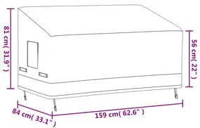 Copertura per Panca a 3 Posti Beige 159x84x56/81 cm 600D Oxford