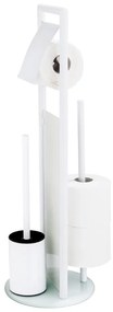 Porta carta igienica bianco opaco in acciaio inox con supporto con spazzola Ravina – Wenko