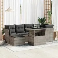 Set Divani da Giardino 7 pz con Cuscini Grigio in Polyrattan 3326191