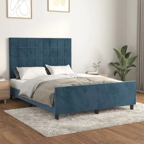 Giroletto Senza Materasso Blu Scuro 140x190 Cm İn Velluto /