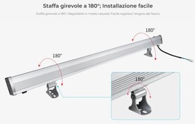 Wallwasher illuminazione Radente 24W 220V IP66 RGB+CCT - RF 24 GHz Colore RGB+CCT