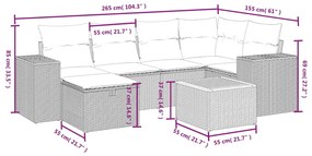 Set divani da giardino 7 pz con cuscini beige in polyrattan