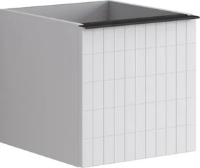 Cassettiera Pixel con 1 cassetto frontale Grid laccato opaco bianco e maniglia alluminio nero opaco L.40 H.40 P.45,5 cm.