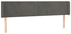 Testiera ad orecchio grigio scuro 183x16x78/88 cm in velluto