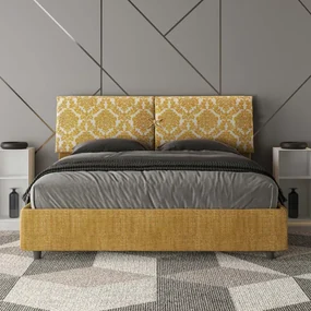 Letto senza rete imbottito 160x200 tessuto Agata 3 giallo Mados