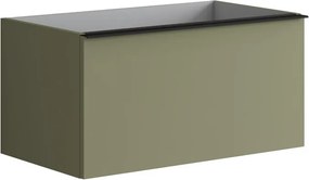 Mobile da bagno sospeso sotto lavabo L 80 x H 40 x P 45.5 cm verde laccato opaco, 2 cassetti Pixel