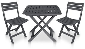 Set Da Bistrot 3 Pz Pieghevole İn Plastica Antracite /