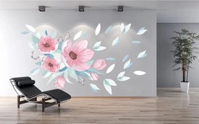 Adesivo murale per interni bouquet di fiori rosa 100 x 200 cm