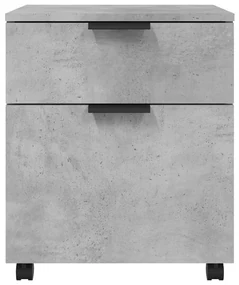 Schedario con ruote grigio cemento 45x38x54cm legno multistrato