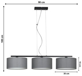 Lampadario a sospensione con filo ASTRA 3xE27/60W/230V grigio