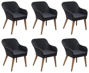 Set mobili da pranzo per giardino 7 pz nero