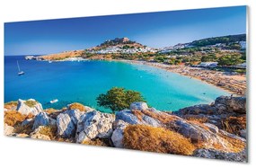 Quadro di vetro Grecia spiaggia panoramica costiera 100x50 cm