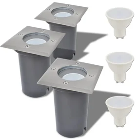 Faretti Carrabili Da Esterno A Led 3 Pz Quadrati /