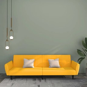 Divano Letto A 2 Posti Giallo İn Velluto /