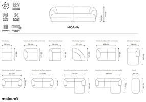 Divano verde con rivestimento in velluto 212 cm Moana – Makamii