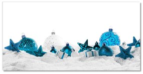 Quadro in vetro Ornamenti di Natale di Natale Ornamenti di neve 100x50 cm