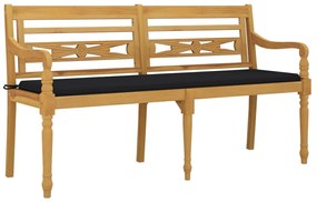 Panchina batavia con cuscino nero 150 cm legno massello teak