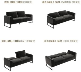 Divano letto nero 217,2 cm Adley - CosmoLiving by Cosmopolitan