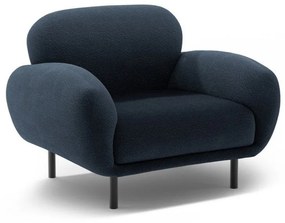 Poltrona blu scuro con rivestimento in bouclé Poppy – Micadoni