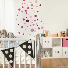 Set di 100 adesivi murali rosa Adesivi rotondi - Ambiance