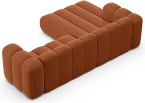 Divano angolare color mattone (con penisola a sinistra/con chaise lounge) con rivestimento in ciniglia Lupine – Micadoni