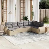 Set Divano da Giardino 8 pz con Cuscini Beige Misto Polyrattan 3264205