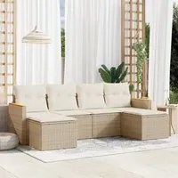 Set Divano da Giardino 6 pz con Cuscini Beige in Polyrattan 3226219