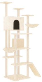 Albero per gatti con tiragraffi in sisal crema 191 cm