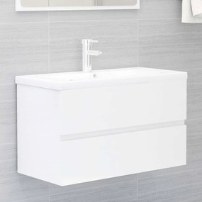 Mobile Lavabo Bianco Lucido 80x38,5x45 Cm İn Legno Multistrato /