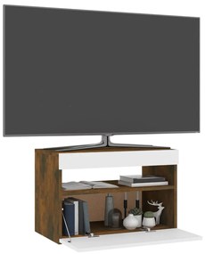 Mobile Porta TV con Luci LED Rovere Fumo 60x35x40 cm