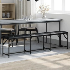 Panca Da Pranzo Nera 186x32x45 Cm İn Acciaio E Similpelle /