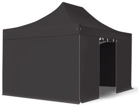 TOOLPORT 3x4,5m gazebo pieghevole con laterali, PREMIUM acciaio, nero - (600042)