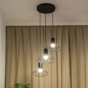 Lampadario a sospensione con cavo SOLANO 3xE27/15W/230V nero/cromo lucido