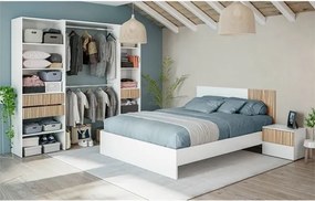 Armadio Guardaroba Aperto 190x40x187 Ethna Bianco E Rovere Listato