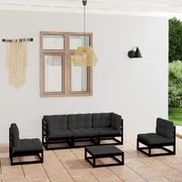 Set Divani da Giardino 6 pz con Cuscini Legno Massello di Pino 3076448