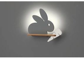Applique LED per bambini con mensola RABBIT LED/4W/230V grigio/bianco/legno