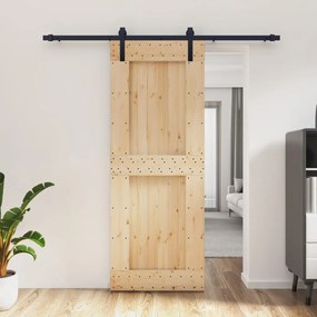 Porta Scorrevole Con Set Hardware 80x210 Cm Legno Massello Pino /