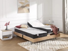 Letto elettrico relax sole sospensioni materasso molle insacchettate e memory - motori OKIN - 2 x 90 x 200 cm - Quercia - PHANES di YSMÉE