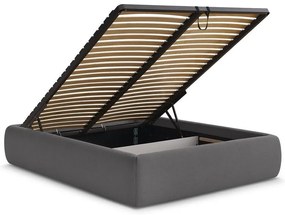 Letto matrimoniale imbottito grigio scuro con contenitore/senza testiera con rete inclusa 180x200 cm Inera – Bobochic Paris