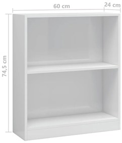 Libreria Bianco Lucido 60x24x76 cm in Legno Multistrato