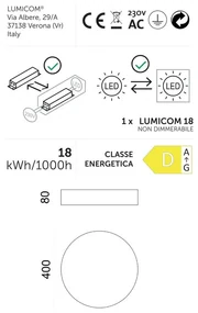 Plafoniera LED moderno Punnet, bianco Ø 40 cm, luce naturale LUMICOM