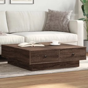 Tavolino Da Salotto Rovere Marrone 90x90x28cm Legno Multistrato /