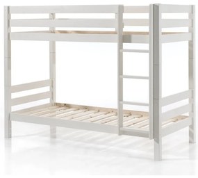 Letto da bambini a castello bianco in pino massiccio con rete inclusa 90x200 cm Pino – Vipack