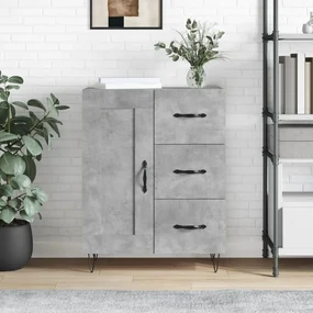 Credenza grigio cemento 69,5x34x90 cm in legno multistrato