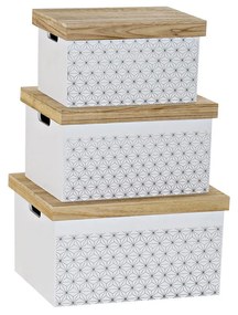 Set di Scatole per Sistemare Impilabili DKD Home Decor Naturale Bianco Double-face (42 x 31 x 24 cm)