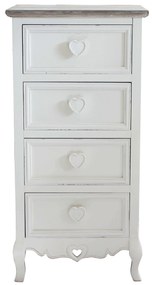 CAMILLE - cassettiera 4 cassetti in legno di paulownia shabby chic