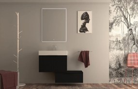 Mobile da bagno sospeso sotto lavabo L 70 x H 43 x P 44 cm nero laccato opaco, 3 cassetti BADEN HAUS MODULA